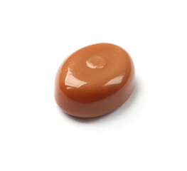 One tasty sweet caramel candy isolated on white