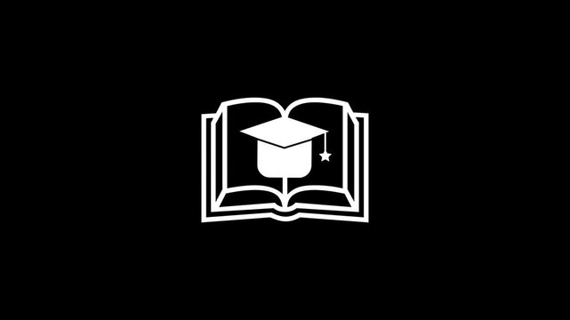 education outline icon. Graduation hat icon, Graduation cap vector icon for education apps and web.4k video