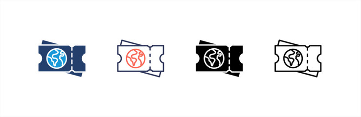 Ticket icon set multiple style collection