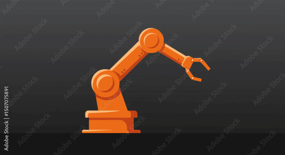 Poster robotic arm with a claw design showcases automation in a modern industrial setting