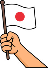 Hand holding the Japan flag