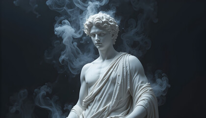 Obraz premium Statue art smoke sculpture greek marble ancient mythology artwork history artistic figure design concept
