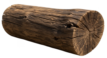 Isolated Transparent Wooden Log With Brown Bark in Nature Timber Wood
