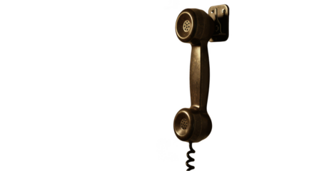 Isolated Vintage Telephone Receiver Communication Device on Transparent Background