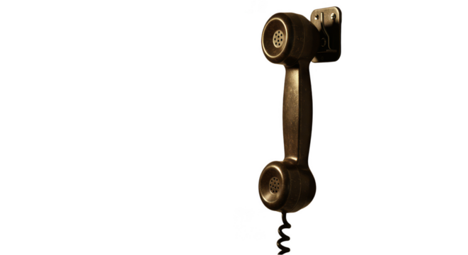 Isolated Vintage Telephone Receiver Communication Device on Transparent Background