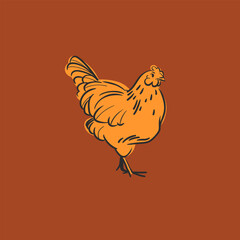 Hand drawn abstract vector graphic illustration collection with cute, stylized domestic animals rooster and hen character.Trendy modern farm design concept.Vector line farm animal symbol. animal icon