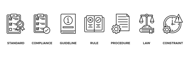 Regulation banner web icon vector illustration concept with icon of standard, compliance, guideline, rule, procedure, law and constraint