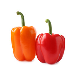 Ripe colorful bell peppers isolated on white