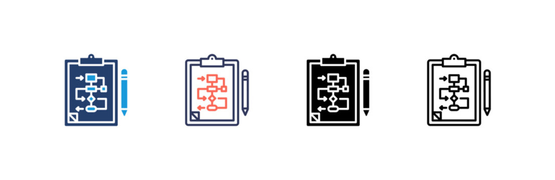 Flowchart Icon set multiple style collection