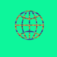 Obraz premium Global Network Earth Icon on Green Background | World Symbol for Technology, Connectivity, International Business and Environmental Concepts
