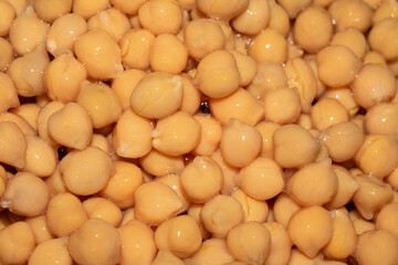 Boiled wet chickpeas ready as an ingredient for cooking