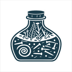 Witch Bottle Vector - Magic Spell Container EPS