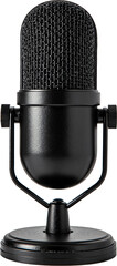 High-fidelity microphone for podcasting isolated on transparent background, perfect for audio production and media projects.