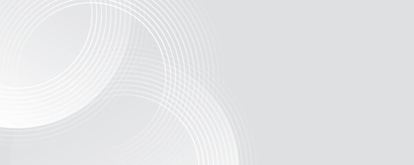 Abstract white glowing geometric lines on gray background. Modern shiny blue circle lines pattern. Futuristic technology concept. Suit for cover