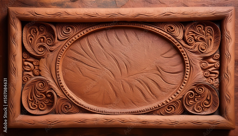 Poster textured clay frame with rough edges and intricate handmade design