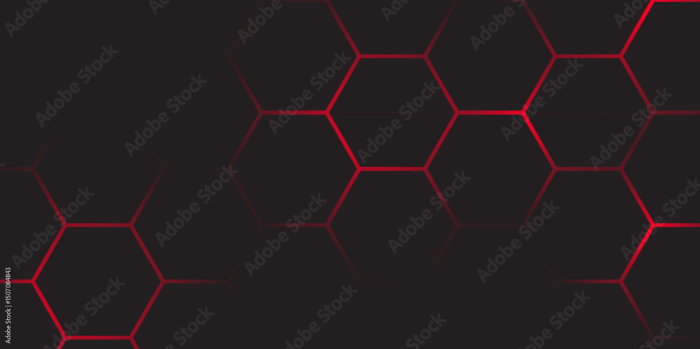 Poster abstract dark hexagon technology background with red colored. hexagonal gaming vector tech illustrat