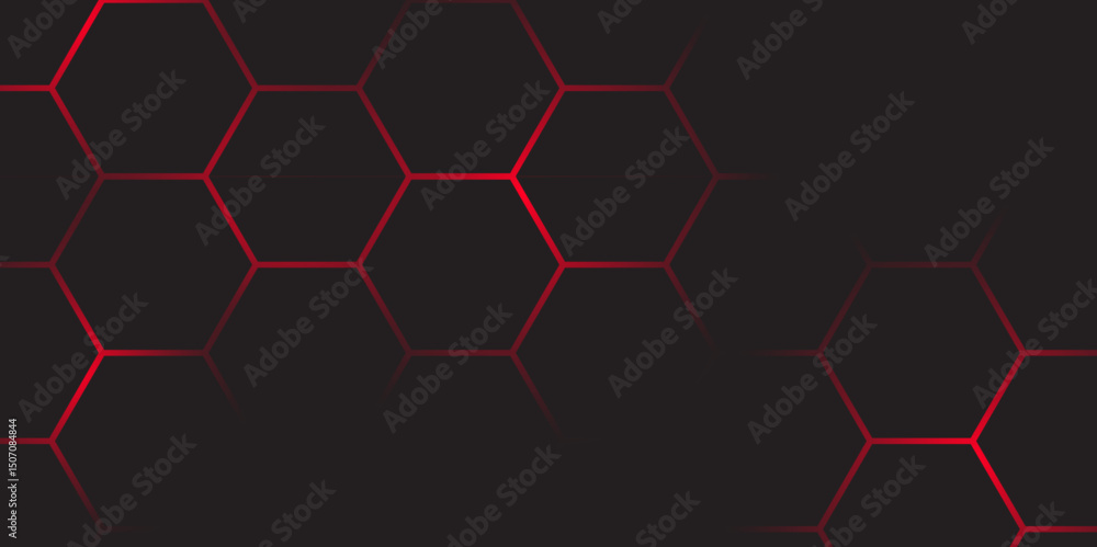 Poster abstract dark hexagon technology background with red colored. hexagonal gaming vector tech illustrat
