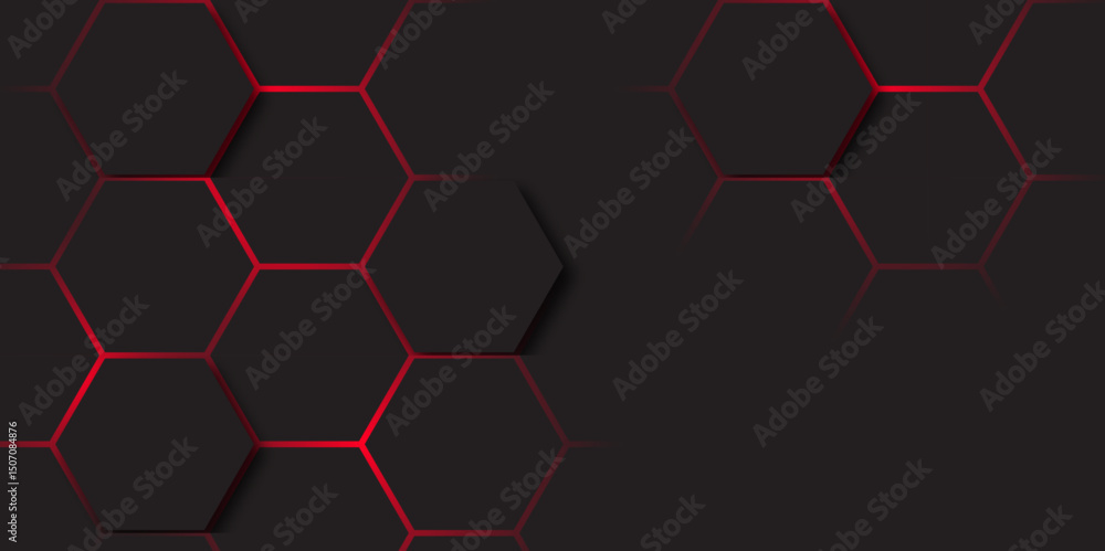Aufkleber abstract dark hexagon technology background with red colored. hexagonal gaming vector tech illustrat
