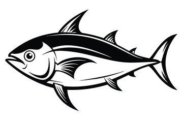 Fototapeta premium Striking Black and White Illustration Depicting a Tuna with Sharp Fins and Tail