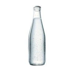 Glass bottle of sparkling water isolated on transparent background isolated on white background