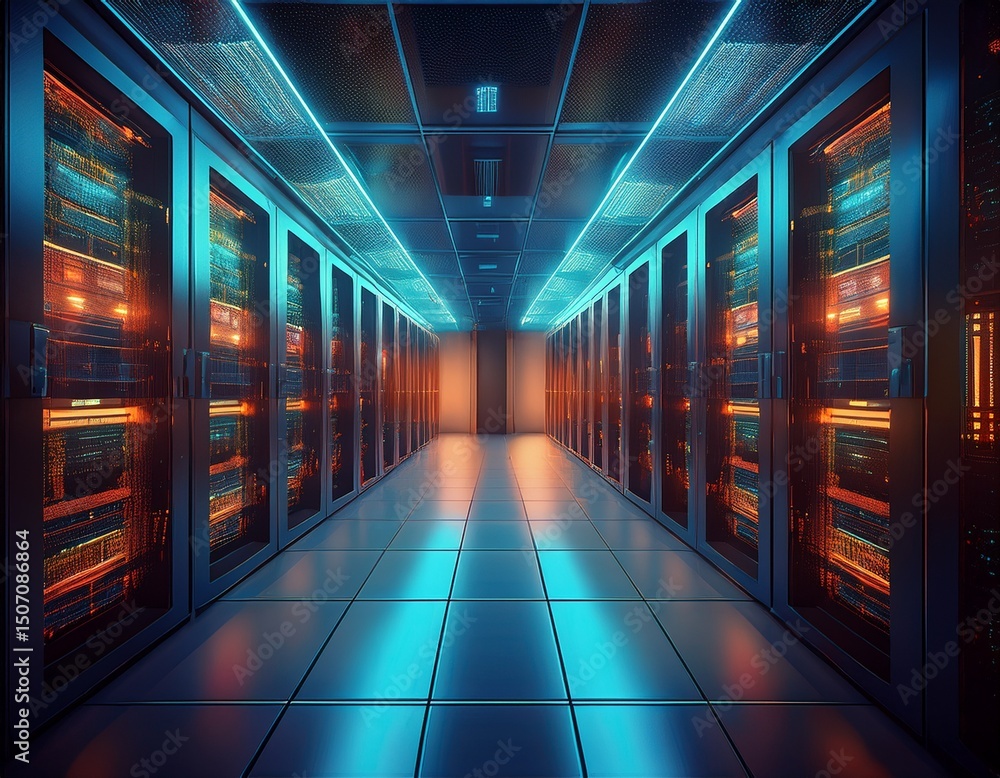 Poster llm server room ai big data center artificial intelligence ai