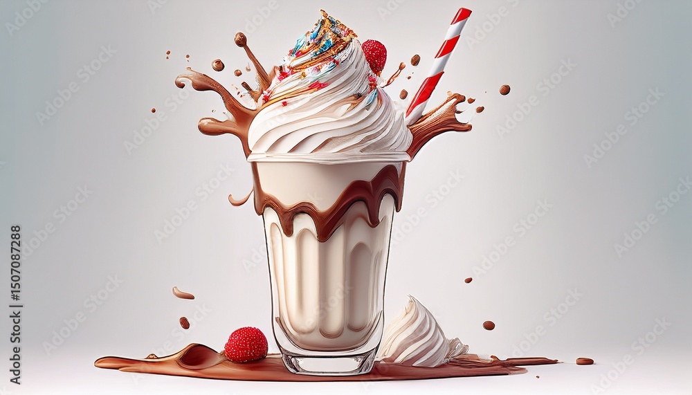 Poster icecream milkshake on white isolated on clear background and white background food drink and dessert