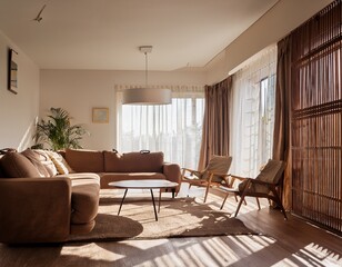 Fototapeta premium interior design of living room with bright and good light