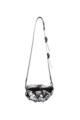 Modern black and white patterned shoulder bag with adjustable strap for fashionable wear