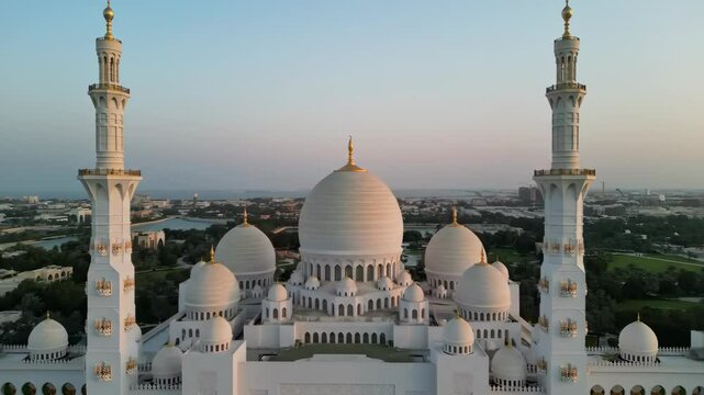 Aerial View of Sheikh Zayed Grand Mosque in Abu Dhabi, UAE: A Majestic Architectural Marvel