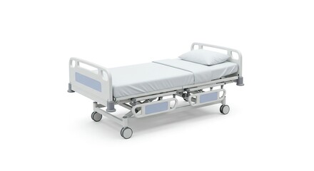 Hospital Bed Isolated on White Background Modern Medical Equipment for Patients in Healthcare Facility