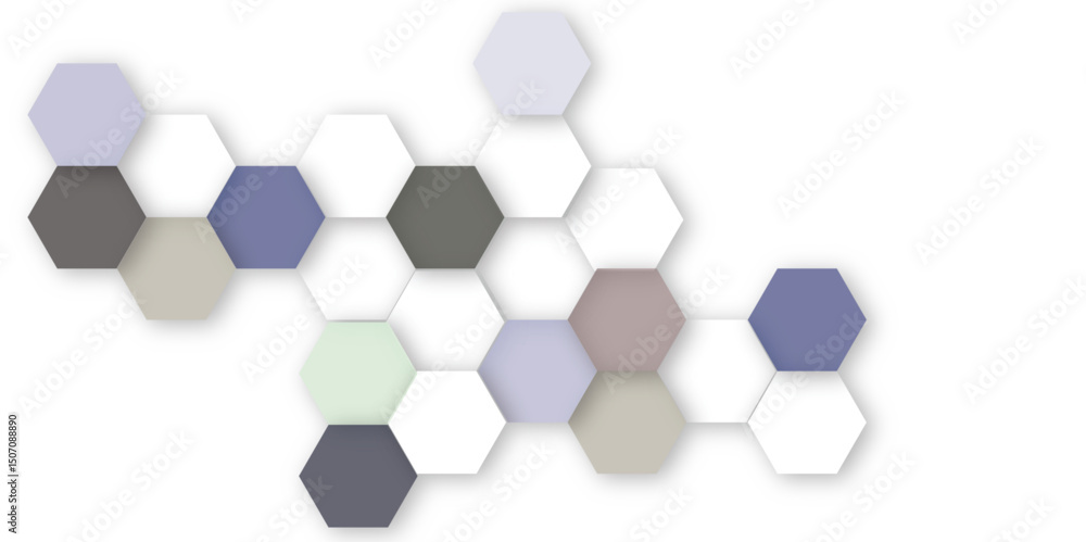Poster abstract white and colorful soft hexagon concept design abstract technology background vector. white