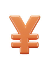 Obraz premium Orange 3d Illustration of Yen Symbol Currency on Transparent Background