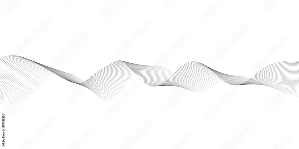 Poster abstract grey wavy lines on white background. digital frequency track equalizer. abstract frequency 