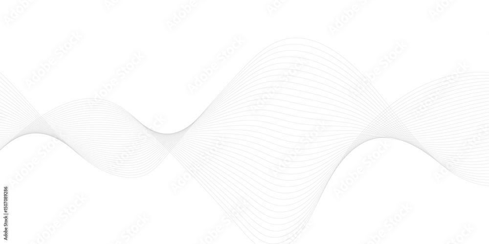 Poster abstract grey wavy lines background. digital frequency track equalizer. abstract frequency sound wav