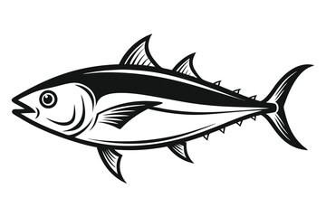 Monochrome Tuna Fish Vector Illustration Detailed Line Art for Seafood Designs and Graphics