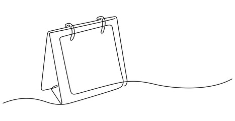 Desk calendar line drawing. Hand-drawn time management line art. Hand drawn vector illustration with editable stroke. Isolated on transparent background.