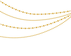 Elegant PNG festive gold pearl beads in magic style. Seamless ornament for Christmas or New Year decoration, greeting cards, and winter party designs on transparent background