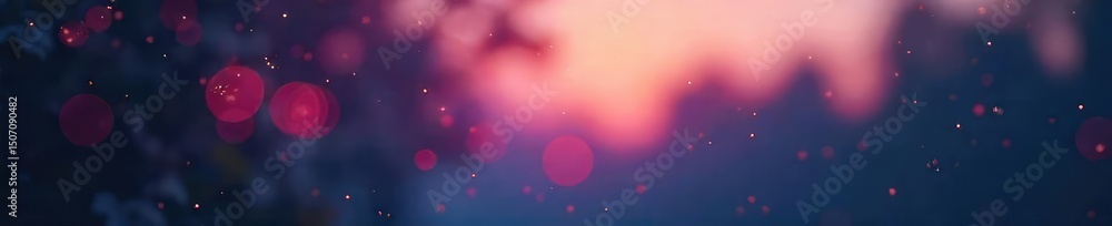 Wall mural dreamy, hazy twilight scene with blurred bokeh lights, creating a soft, ethereal atmosphere perfect 