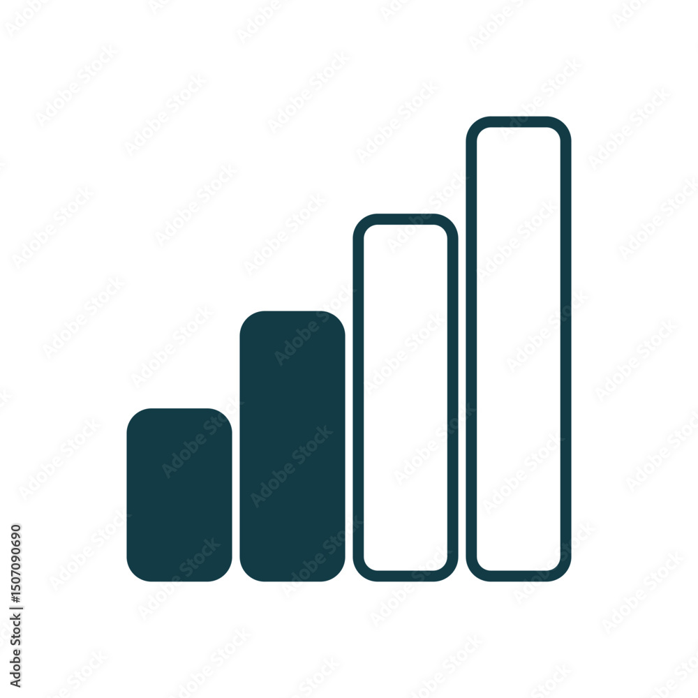 Poster mobile reception level symbol showing moderate connectivity in flat minimalist style