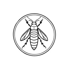 Simple Locust Logo, Black Lines Only, Line Art Style