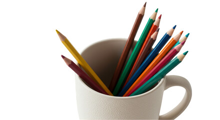 Pencils in Mug Colorful Wooden Pencils Art Education Isolated Background