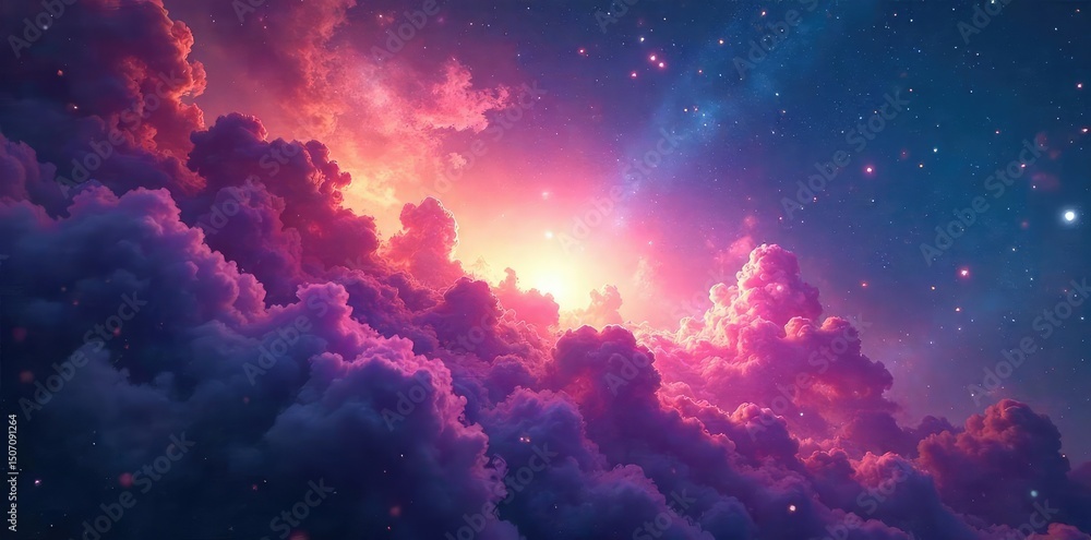 Wall mural ethereal, swirling nebula of iridescent hues, radiating otherworldly light and energy a mystical col
