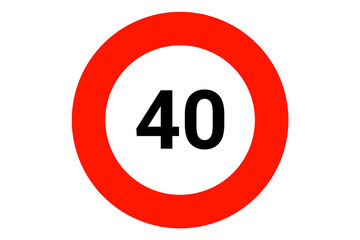 Speed Limit Sign – 40 km/h Circular Traffic Warning