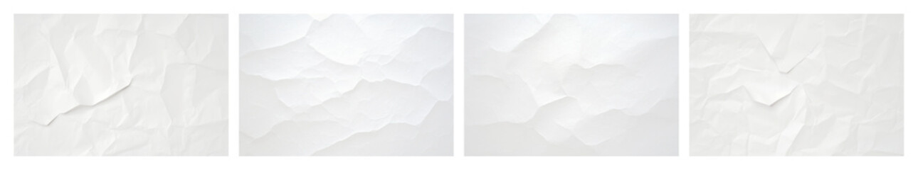 PNG Crumpled white paper texture, element set on transparent background