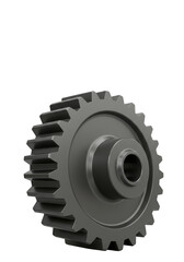 Isolated 3D Rendering Metal Gear Cogwheel on Transparent Background