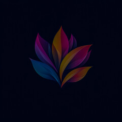 Naklejka premium Radiant abstract flower emblem with layered vibrant petals and modern elegance in vivid pink purple blue and yellow tones reflecting luxury and feminine energy