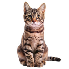 Cute Tabby Cat Sitting Isolated On Transparent Background