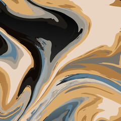 Abstract liquid acrylic painting with gold veins on black, elegant marbled watercolor texture for modern digital use.