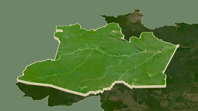 Amazonas - state of Brazil, extruded. Satellite map