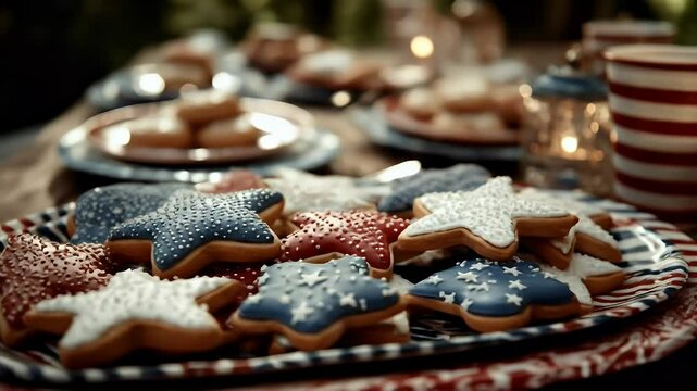 Patriotic star cookies summer festive dessert baking